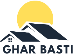 yellow and white illustrative real estate logo